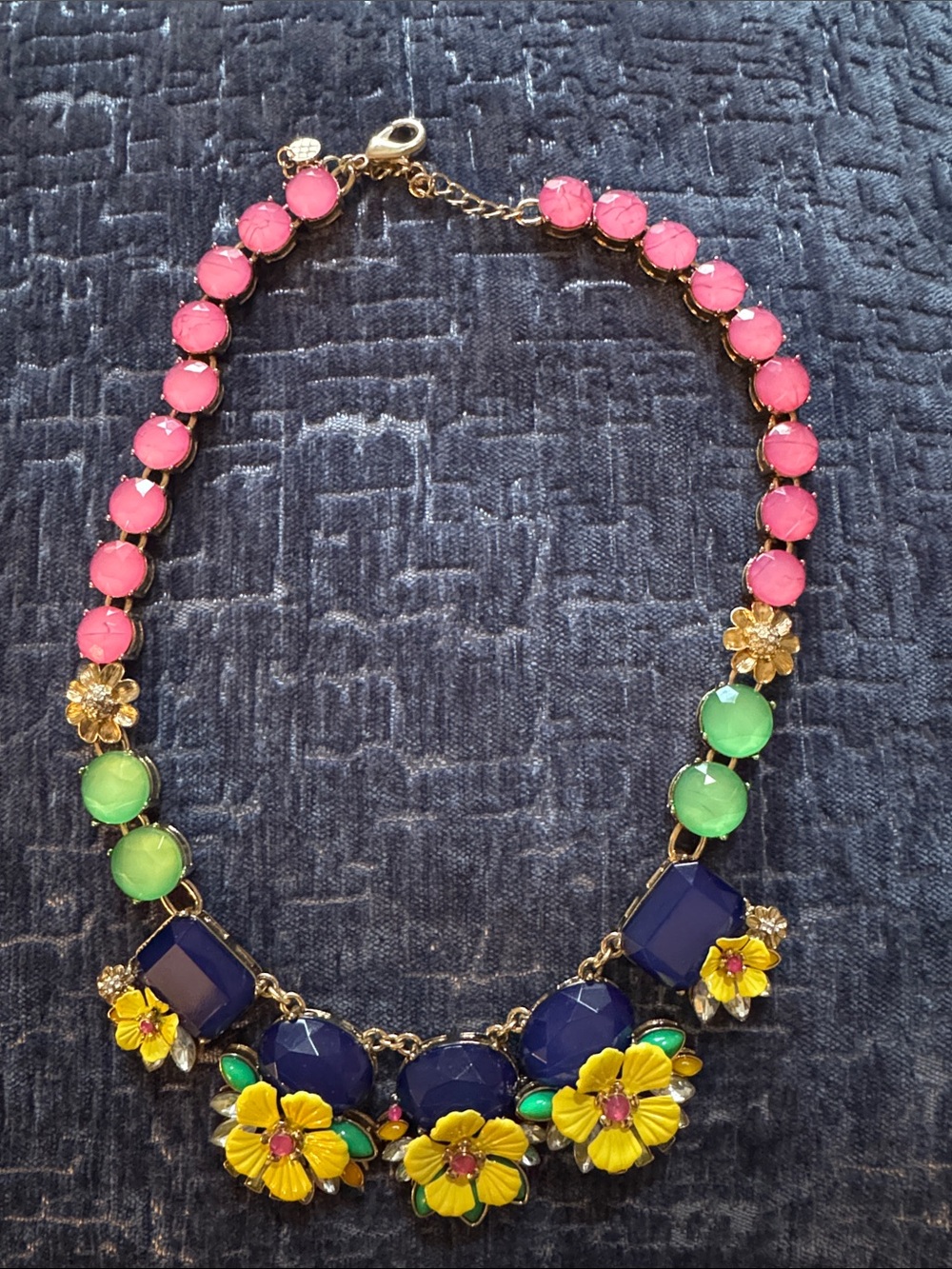Talbots Gold-Tone Necklace with Pink, Green, Blue & Yellow Stones